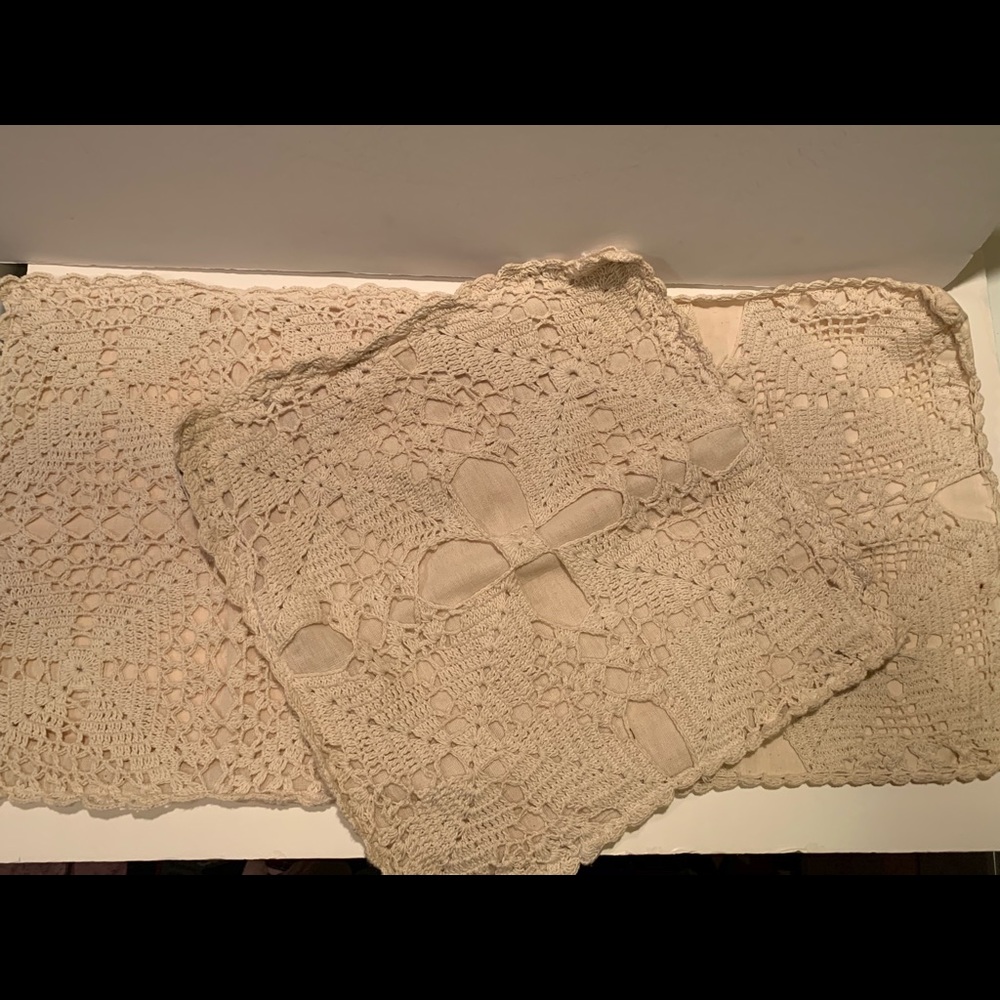 LOT OF 3 ANATOLIA CROCHET DECORATIVE PILLOW COVERS.